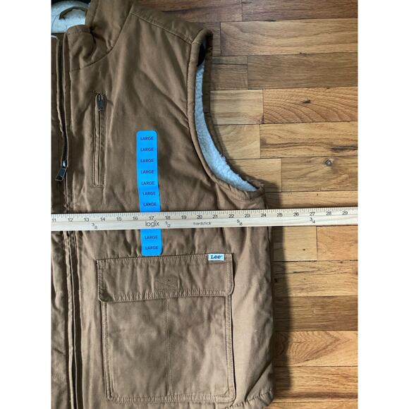 NEW Lee Premium Select Men's Sherpa Lined The Workwear Canvas Vests Tobacco L - Picture 6 of 7
